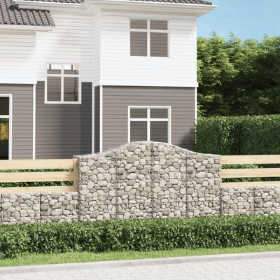 vidaXL Paniers à gabions arqués 3 pcs 200x50x120/140 cm Fer galvanisé