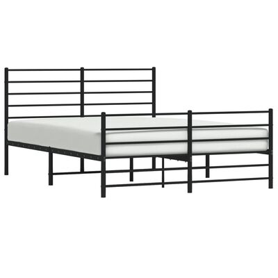 vidaXL Cadre de lit métal sans matelas avec pied de lit noir 140x200cm