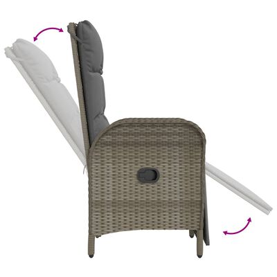 vidaXL Ensemble à manger de jardin 3 pcs coussins gris résine tressée