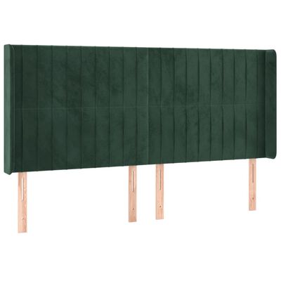 vidaXL Tête de lit à LED Vert foncé 163x16x118/128 cm Velours