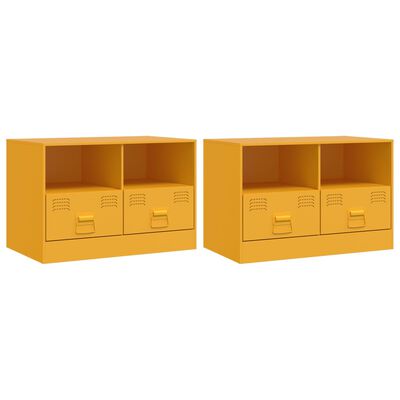 vidaXL Meubles TV 2 pcs jaune moutarde 67x39x44 cm acier