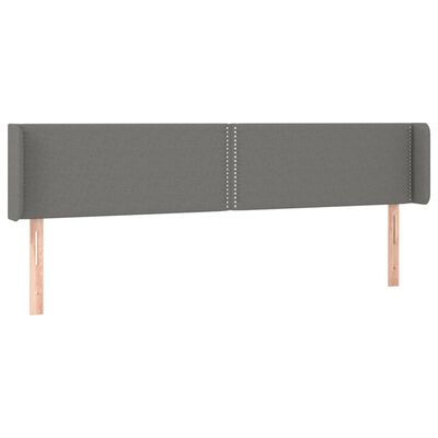 vidaXL Tête de lit avec oreilles Gris foncé 203x16x78/88 cm Tissu