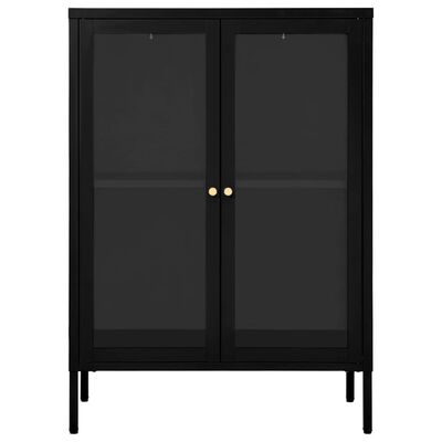 vidaXL Buffet Noir 75x35x105 cm Acier et verre