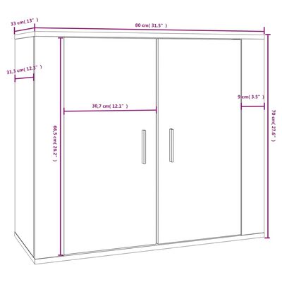 vidaXL Buffet Gris béton 80x33x70 cm Bois d'ingénierie