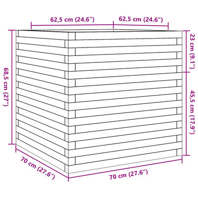 vidaXL Jardinière 70x70x68,5 cm bois de pin imprégné