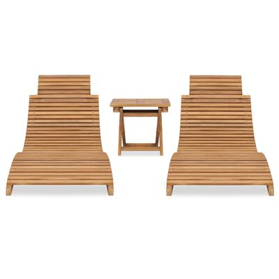 vidaXL Salon de jardin pliable 3 pcs Bois de teck solide