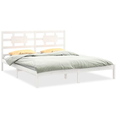 vidaXL Cadre de lit Blanc Bois massif 180x200 cm Super King