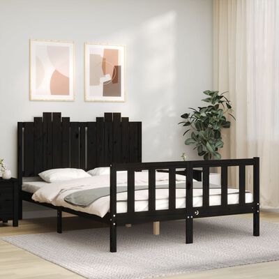 vidaXL Cadre de lit sans matelas noir 140x200 cm bois massif de pin