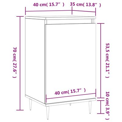 vidaXL Buffets 2 pcs gris béton 40x35x70 cm bois d'ingénierie