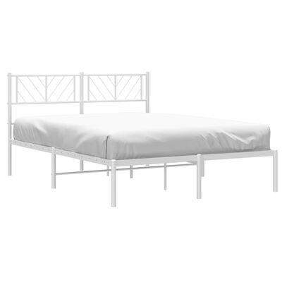 vidaXL Cadre de lit métal sans matelas et tête de lit blanc 150x200 cm