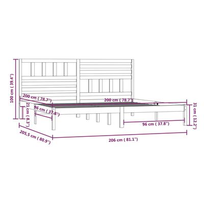 vidaXL Cadre de lit sans matelas blanc bois massif de pin 200x200 cm