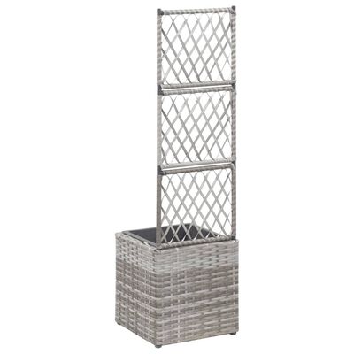 vidaXL Lit surélevé en treillis 1 pot 30x30x107 cm Résine tressée Gris