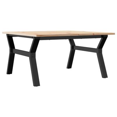 vidaXL Table basse cadre en Y 80x80x45 cm bois de pin massif et fonte