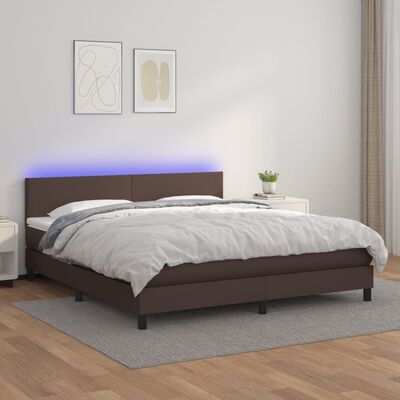 vidaXL Sommier à lattes de lit avec matelas et LED Marron 160x200 cm