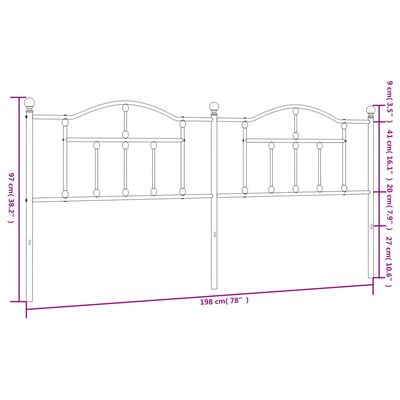 vidaXL Tête de lit métal blanc 193 cm