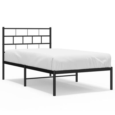 vidaXL Cadre de lit métal sans matelas avec tête de lit noir 100x200cm