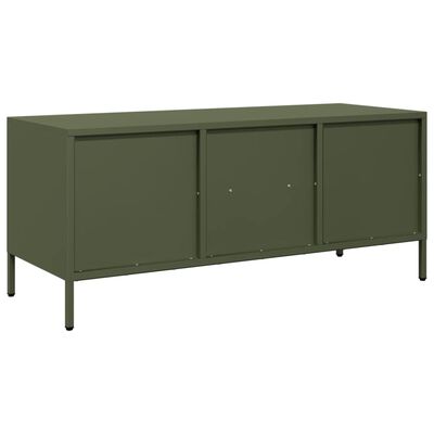 vidaXL Meuble TV vert olive 101,5x39x43,5 cm acier laminé à froid