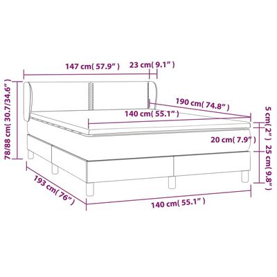 vidaXL Sommier à lattes de lit avec matelas Noir 140x190 cm Tissu