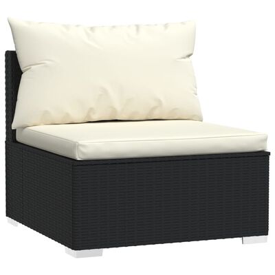 vidaXL Salon de jardin 9 pcs avec coussins Noir Résine tressée