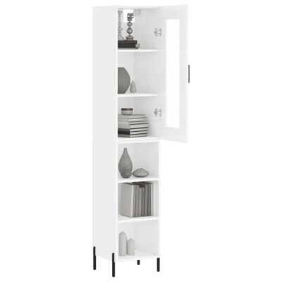 vidaXL Buffet haut Blanc brillant 34,5x34x180 cm Bois d'ingénierie