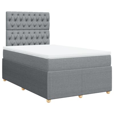 vidaXL Sommier à lattes de lit et matelas gris clair 120x190 cm tissu