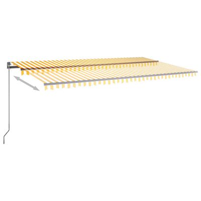 vidaXL Auvent automatique capteur de vent LED 600x350cm Jaune et blanc