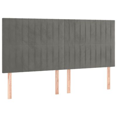 vidaXL Tête de lit à LED Gris clair 200x5x118/128 cm Velours