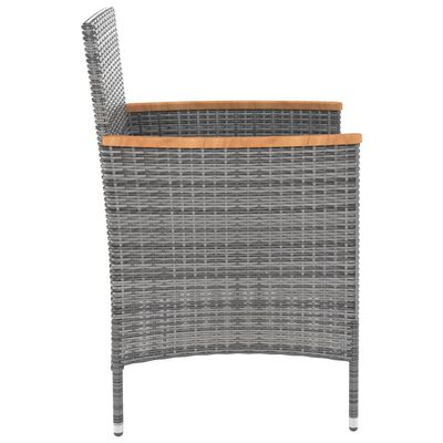 vidaXL Ensemble à manger d'extérieur 5pcs coussins résine tressée gris