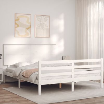 vidaXL Cadre de lit sans matelas blanc bois de pin massif