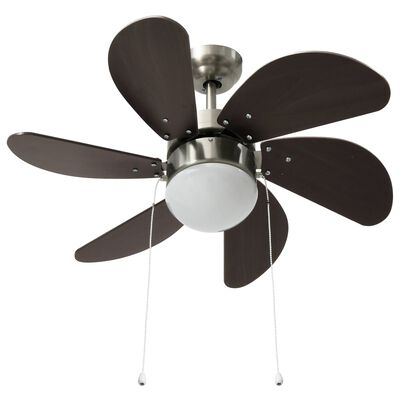 vidaXL Ventilateur de plafond avec lampe 76 cm Marron foncé