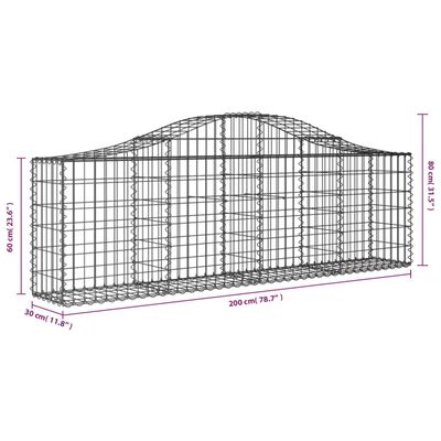 vidaXL Paniers à gabions arqués 9 pcs 200x30x60/80 cm Fer galvanisé