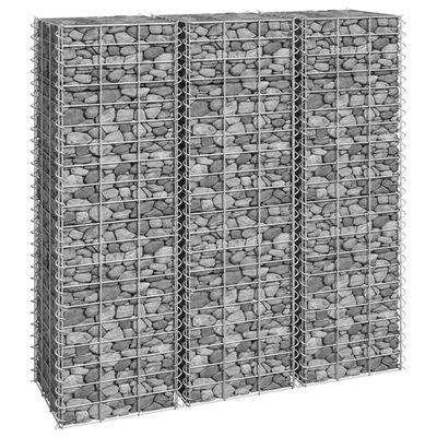 vidaXL Lits surélevés en gabion 3 pcs 30x30x100 cm Fer