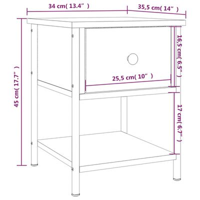 vidaXL Table de chevet chêne marron 34x35,5x45 cm bois d'ingénierie