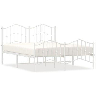 vidaXL Cadre de lit métal sans matelas et pied de lit blanc 150x200 cm