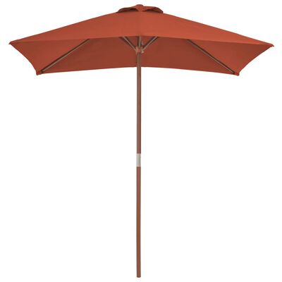 vidaXL Parasol d'extérieur avec mât en bois 150x200 cm Terre cuite