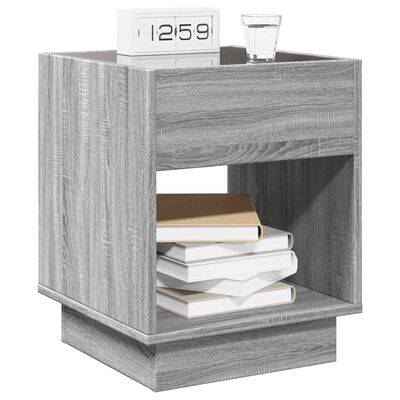 vidaXL Table de chevet avec LED infini sonoma gris 40x40x50 cm