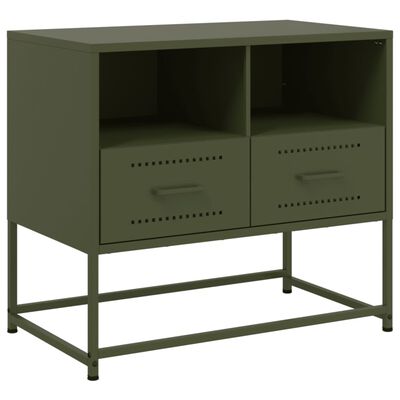 vidaXL Meuble TV vert olive 68x39x60,5 cm acier