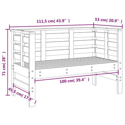 vidaXL Banc de jardin noir 111,5x53x71 cm bois massif de pin