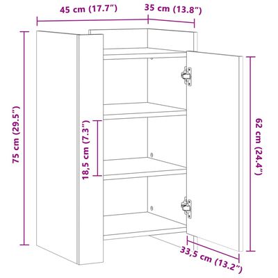 vidaXL Buffet blanc 45x35x75 cm bois d'ingénierie