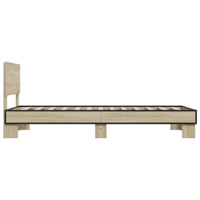 vidaXL Cadre de lit chêne sonoma 75x190 cm bois d'ingénierie et métal