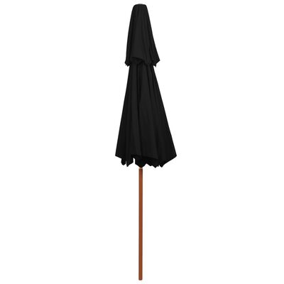 vidaXL Parasol à deux étages avec mât en bois noir 270 cm