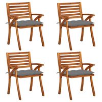 vidaXL Chaises de jardin avec coussins lot de 4 Bois de teck solide