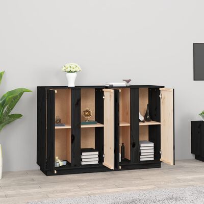 vidaXL Buffet Noir 120x35x80 cm Bois massif de pin