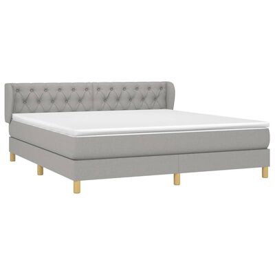 vidaXL Sommier à lattes de lit avec matelas Gris clair 160x200cm Tissu