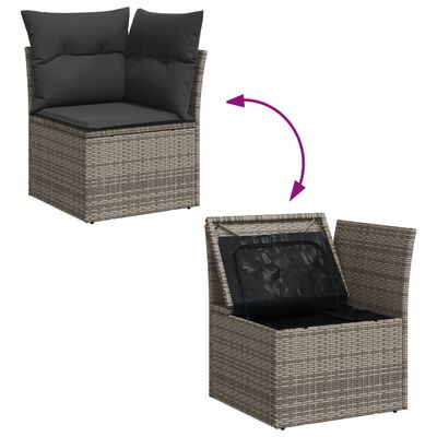 vidaXL Salon de jardin avec coussins 7 pcs gris résine tressée