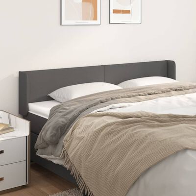 vidaXL Tête de lit avec oreilles Gris 203x16x78/88 cm Similicuir