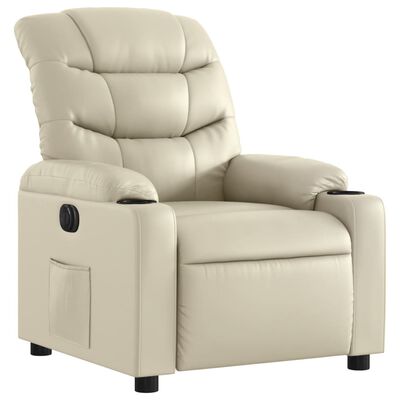 vidaXL Fauteuil inclinable électrique Crème Similicuir