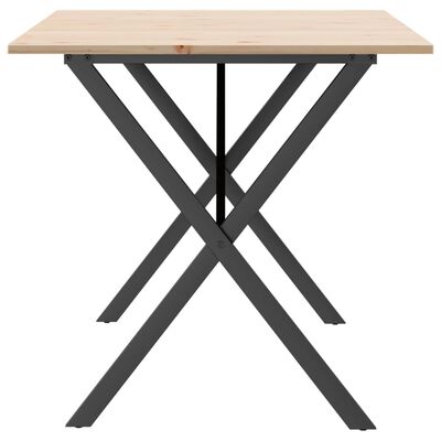 vidaXL Table à manger cadre en X 160x80x75 cm bois de pin massif fonte