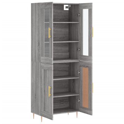 vidaXL Buffet haut Sonoma gris 69,5x34x180 cm Bois d'ingénierie