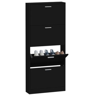 vidaXL Armoire à chaussures Noir 59x17x150 cm Bois d'ingénierie